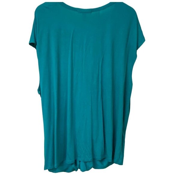 SEJOUR Plus Size Top 3X Teal Green Crossover NWT Nordstrom Short Sleeve Tee - Picture 3 of 8